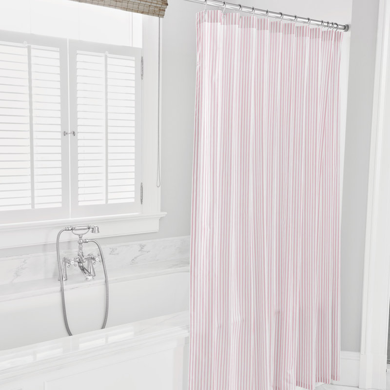 Blass Ticking Striped Shower Curtain, Petal