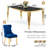 65" Glass Dining Set Of 7, Modern Rectangular Tempered Glass Table With Irregular Round Tube Stainless Steel Legs And 6 Velvet Upholstered Dining Chairs With Nailhead Trim-697361165-697361163-647271925