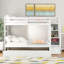 Lit superposé blanc Twintwin avec lit gigogne et 3 escaliers de rangement - Offre une mise à niveau élégante des matériaux pour les chambres à coucher-1845612033
