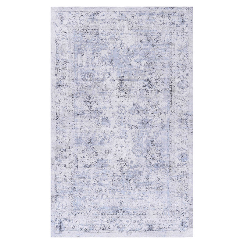 6x9 Area Rug, Washable, Non-slip - Make Your Bedroom, Living Room, Kitchen, Dining Room A Haven Of Style (blue+cream Rug 6x9, Machine Low-pile, Enhance Look