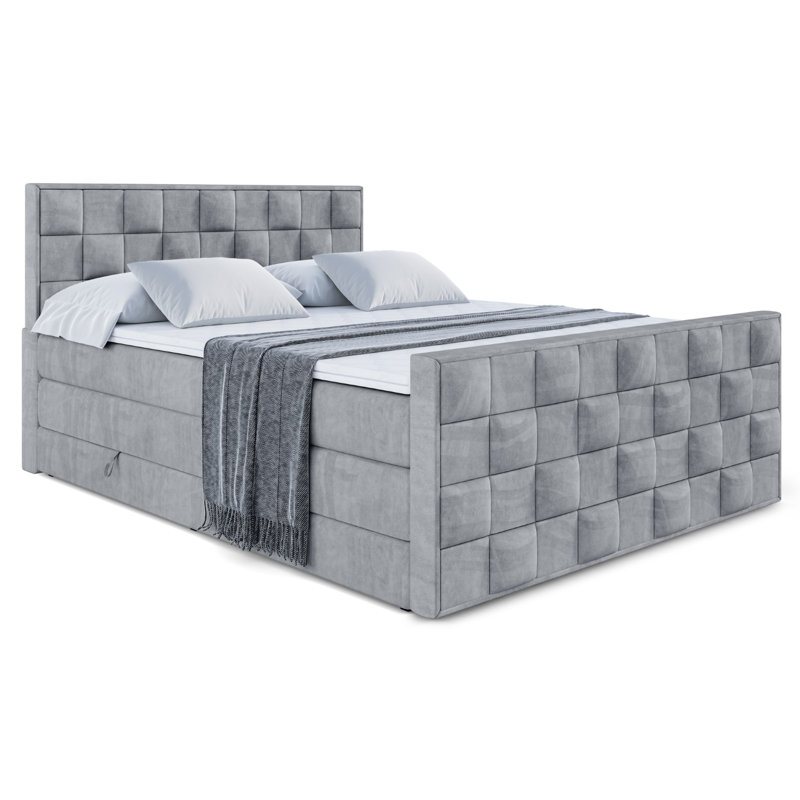 Brenen Pocket Spring Mattress Divan Bed Set, 120cm W x 200cm D, in Grey