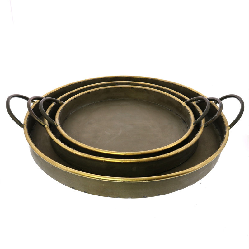 Ensemble de plateaux de service galvanisés ronds 3 pièces Conard