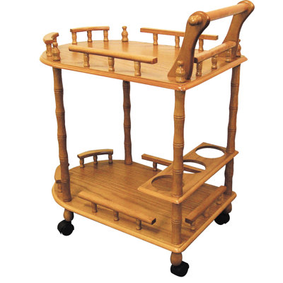 29 pouces de haut 2 tables à vin avec roues verrouillables, fabriquées en bois et finition chêne chêne
