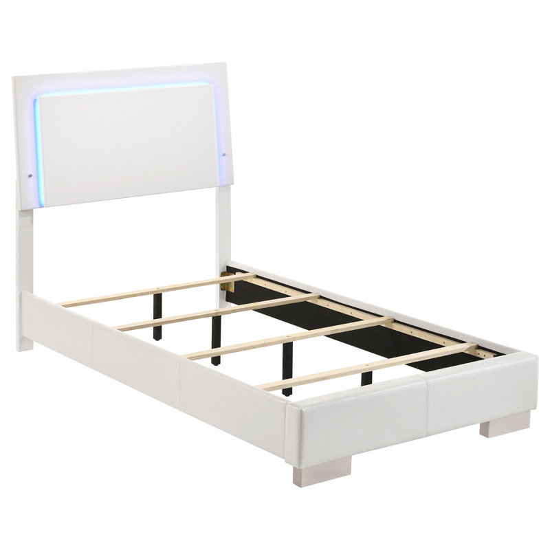 Clapp Wood Twin LED Panel Bed White High Gloss, Twin