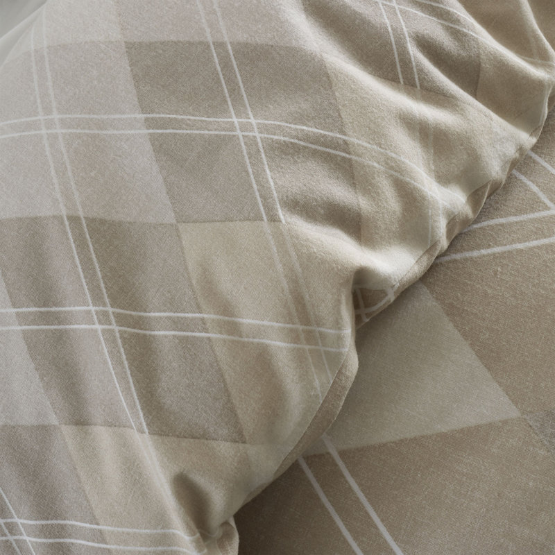 Brushed Argyle Diamond Reversible Duvet Cover Set, Double - 2 Standard Pillowcases, Natural