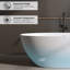 Baignoire ovale autoportante en résine de pierre, 55 cm, surface solide mate, rebord épais avec trop-plein, bonde escamotable, blanche, non perméable, surface lisse, installation facile