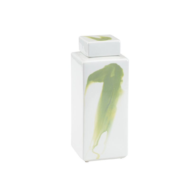 Pot en porcelaine vert / blanc glacé 12 po