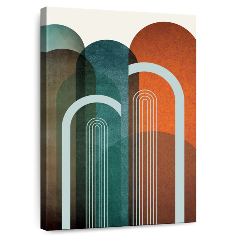 Avery Mid-Century Arches Teal Orange II, 39" H x 26" W