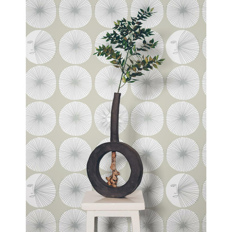 Geometric Peel & Stick Wallpaper Roll, Natural/Silver