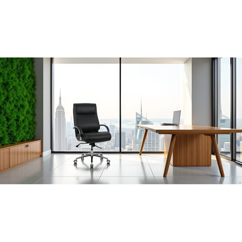 Chuze Upholstered Big & Tall Office Chair - 300 lb. Weight Capacity, Commercial Quality, Black, Black