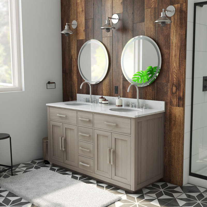 Dexterity 60" Double Bathroom Vanity Set, Gray Oak