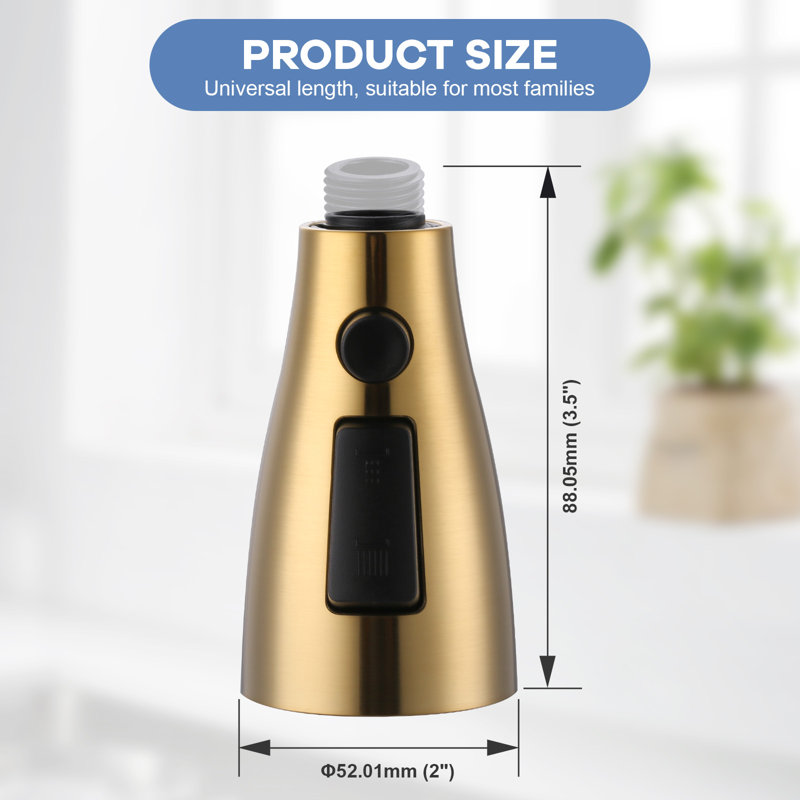 Tête de douchette extractible 3 fonctions pour robinet de cuisine avec 9 adaptateurs, Doré
