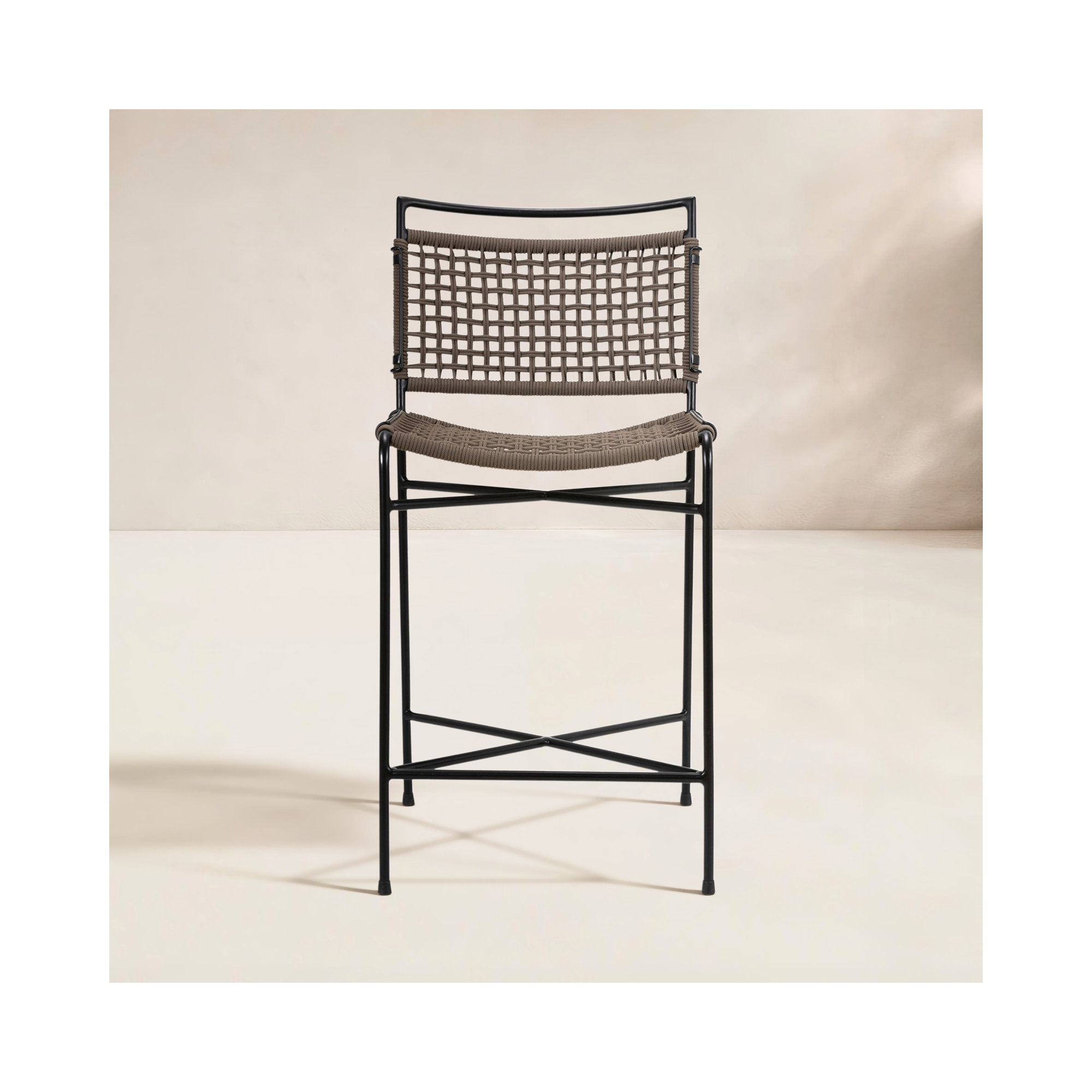 Segal Outdoor Bar Stool, 27.28" H, Earth Rope