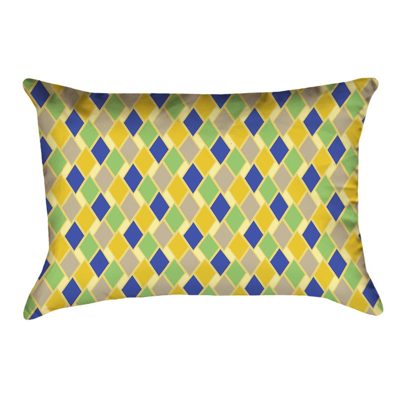 Housse de coussin Katelyn Elizabeth, Simili suède, Jaune / Bleu
