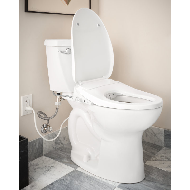 White Heated Electronic Bidet Seat with Remote and Dryer