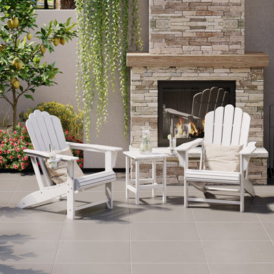 Lucus All-Weather UV-Resistant Adirondack Chair and Side Table 3-Piece Set