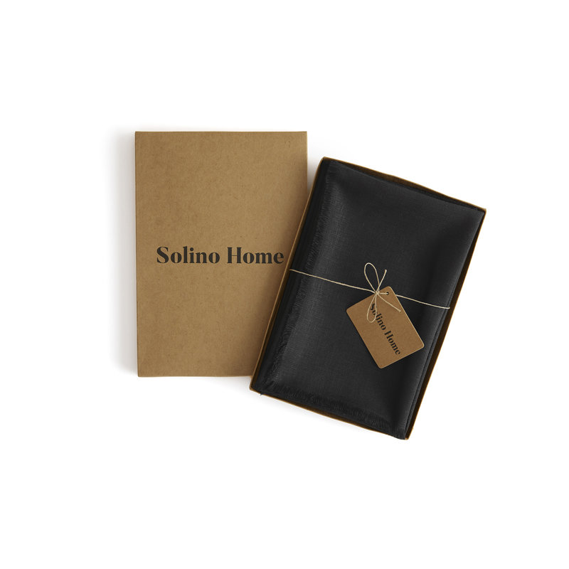 Fringe - 100% Pure Linen Dinner Napkins, Black