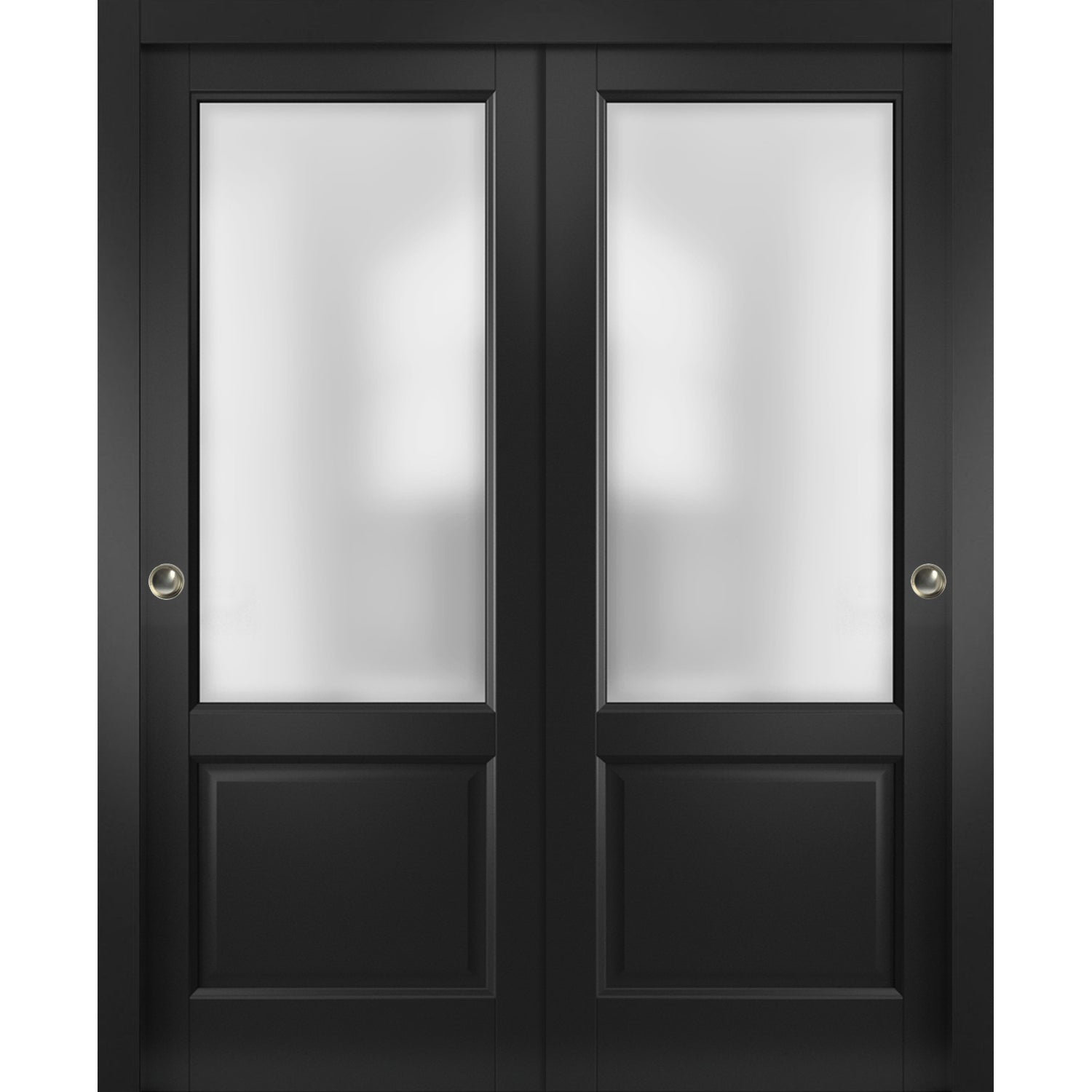 Sartodoors Lucia Frosted Glass Sliding Closet Black Doors Wayfair 1155