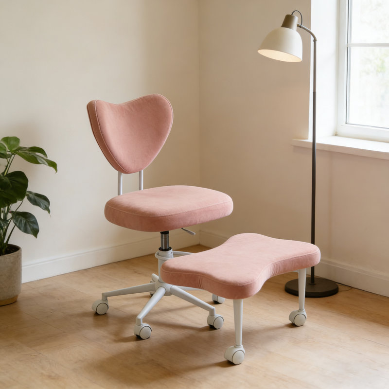Un fauteuil de méditation, un siège ergonomique à pieds croisés avec support lombaire et un coussin de siège réglable en hauteur, idéal pour les personnes qui font du travail de bureau à haute intensité. Rose