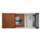 Ruvati 45-inch Double Bowl Workstation Two-Tiered Ledge Kitchen Sink Undermount Stainless Steel