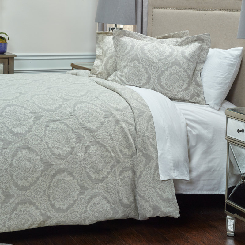Treina Traditional 100% Linen Damask Duvet Cover
