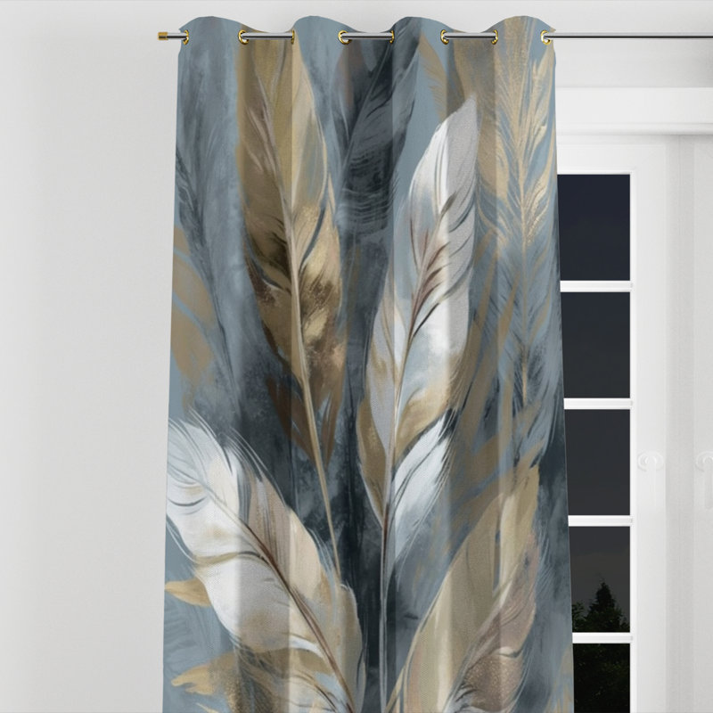 Analey - Rideau à œillets en velours traditionnel - 1 panneau, L 52 po x L 63 po, Golden Grommets