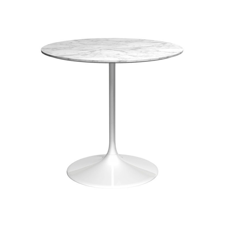 Clarke County Round Stone Top Metal Base Dining Table, H74.5 x L80 x W80cm , White