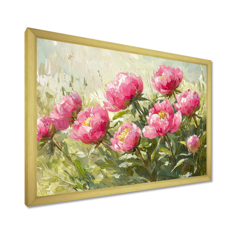 Imrie, pivoines par le champ de printemps II - pivoines, art mural, Reproduction encadrée d'une seule photo, Doré