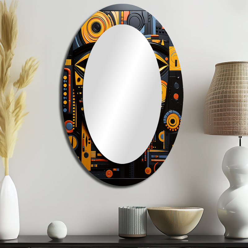 «African Tribal Rhythms II», art mural africain, 43 po x 33 po, Ovale