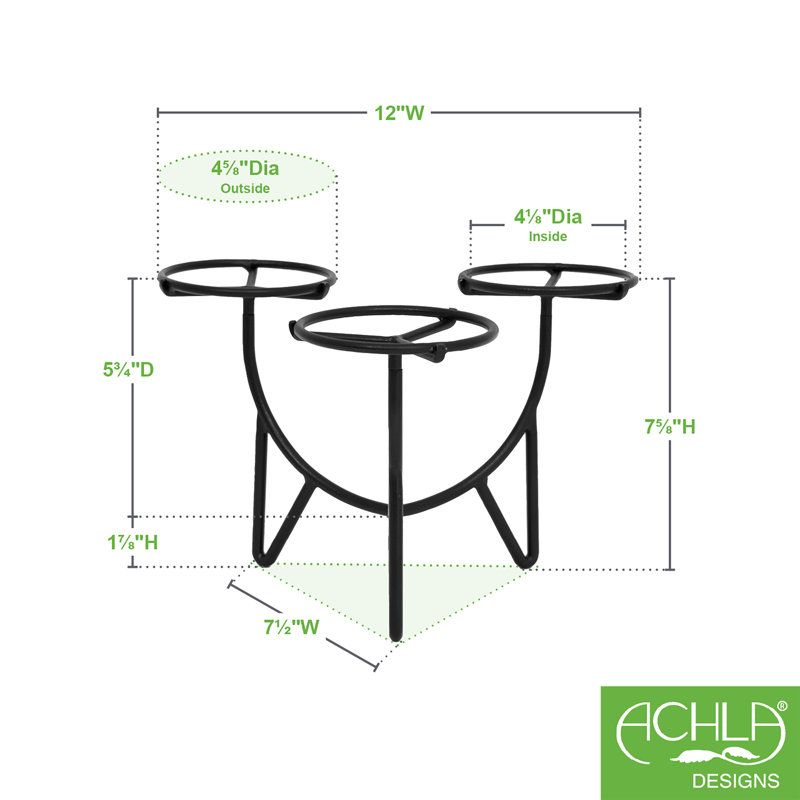 Black Iron Mid-Century Modern Triple Plant Stand