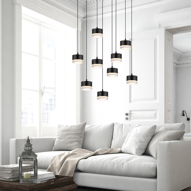 Luminaire suspendu tambour 9 lumières Barnsdall, Noir mat