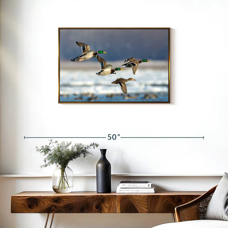Volée de canards, Cadre flottant doré, 31 po x 21 po