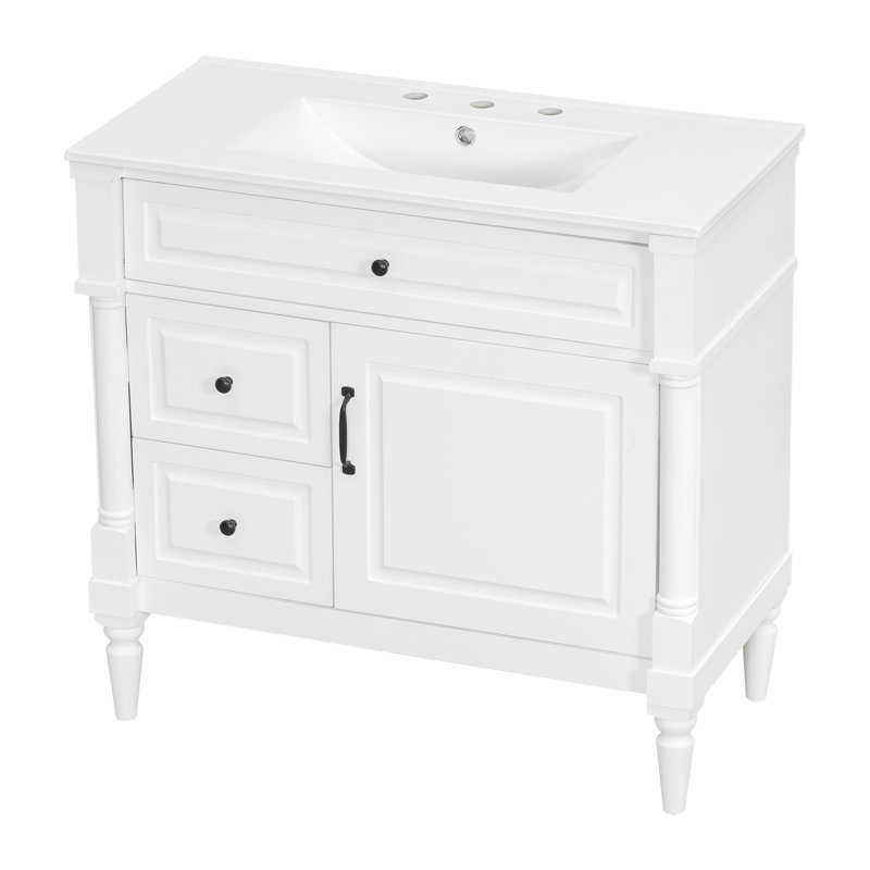 Meuble-lavabo 36 po avec lavabo, Blanc/Noir