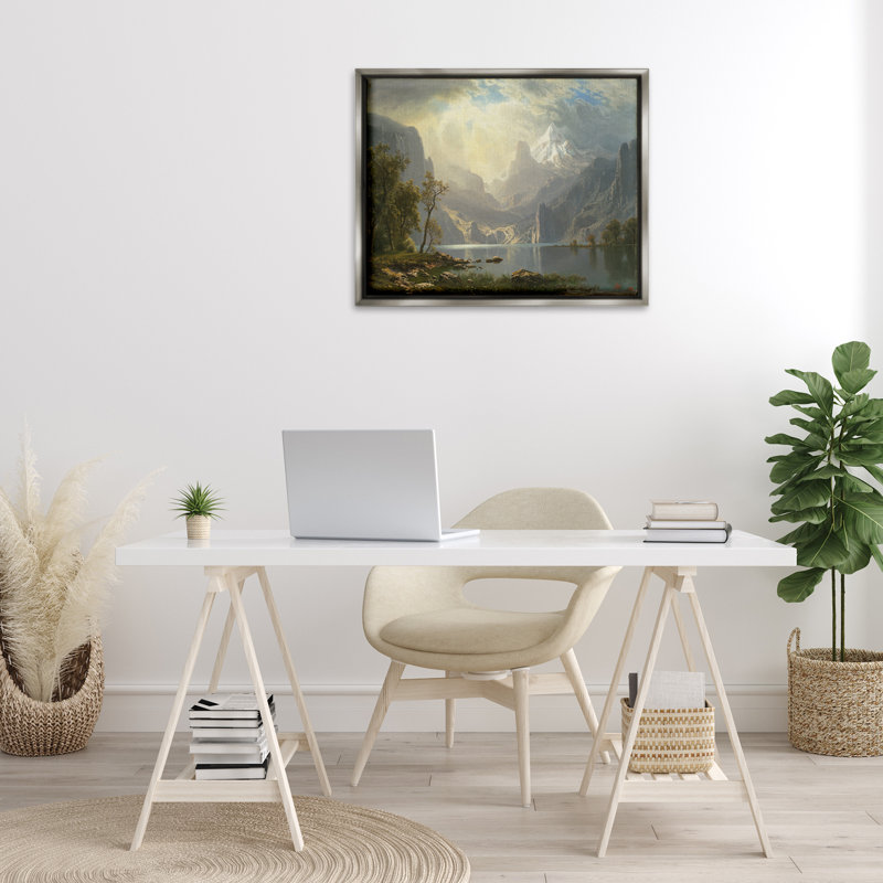 Art mural classique sur toile flottante avec vue sur la montagne, Cadre flottant gris lustré, H 25 po x l 31 po