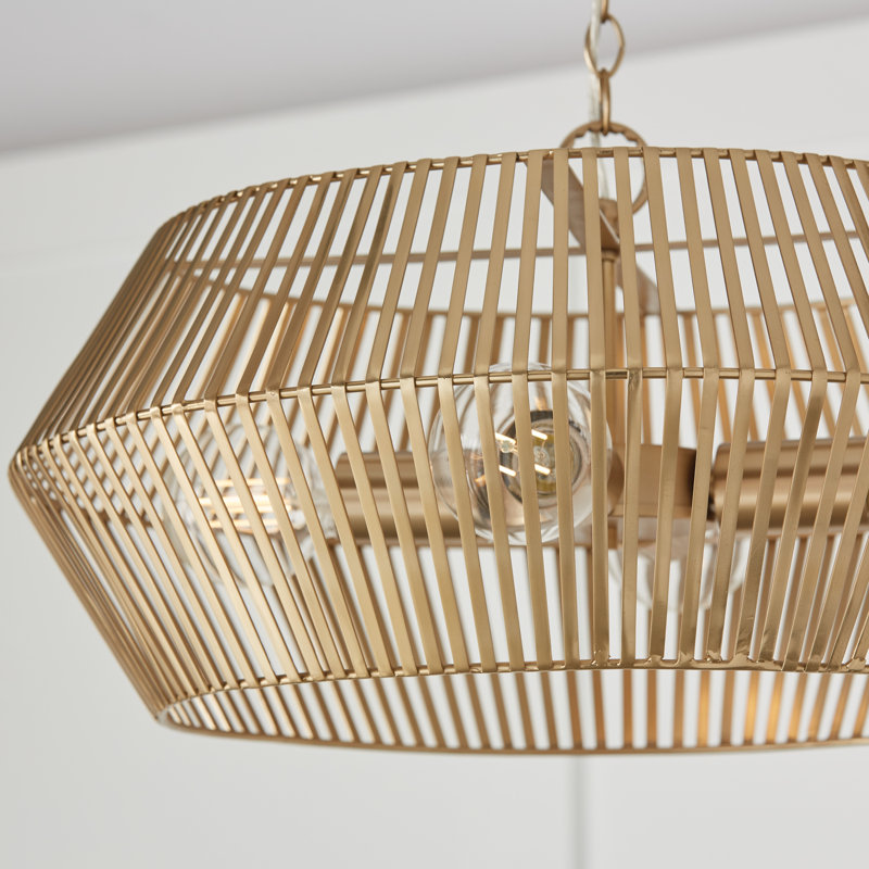 Luminaire suspendu géométrique à 4 lumières Kaiya, Laiton