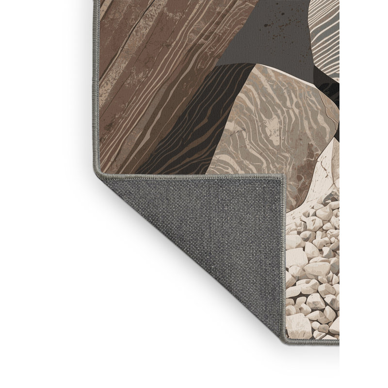 Tapis gris moelleux moelleux en pierre rustique gris foncé, 3 X 5