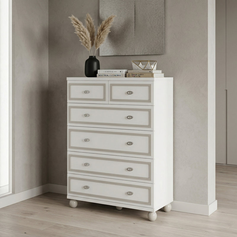 Commode 7 tiroirs Sky Tower, Blanc nuage