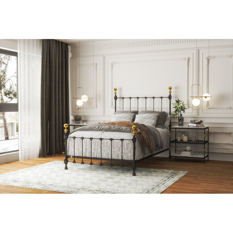 151 Palatial Bed | Complete Standard, Full, Gunmetal/Antique Gold