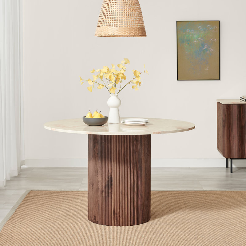 Penny Round Dining Table, Dark Brown Wood