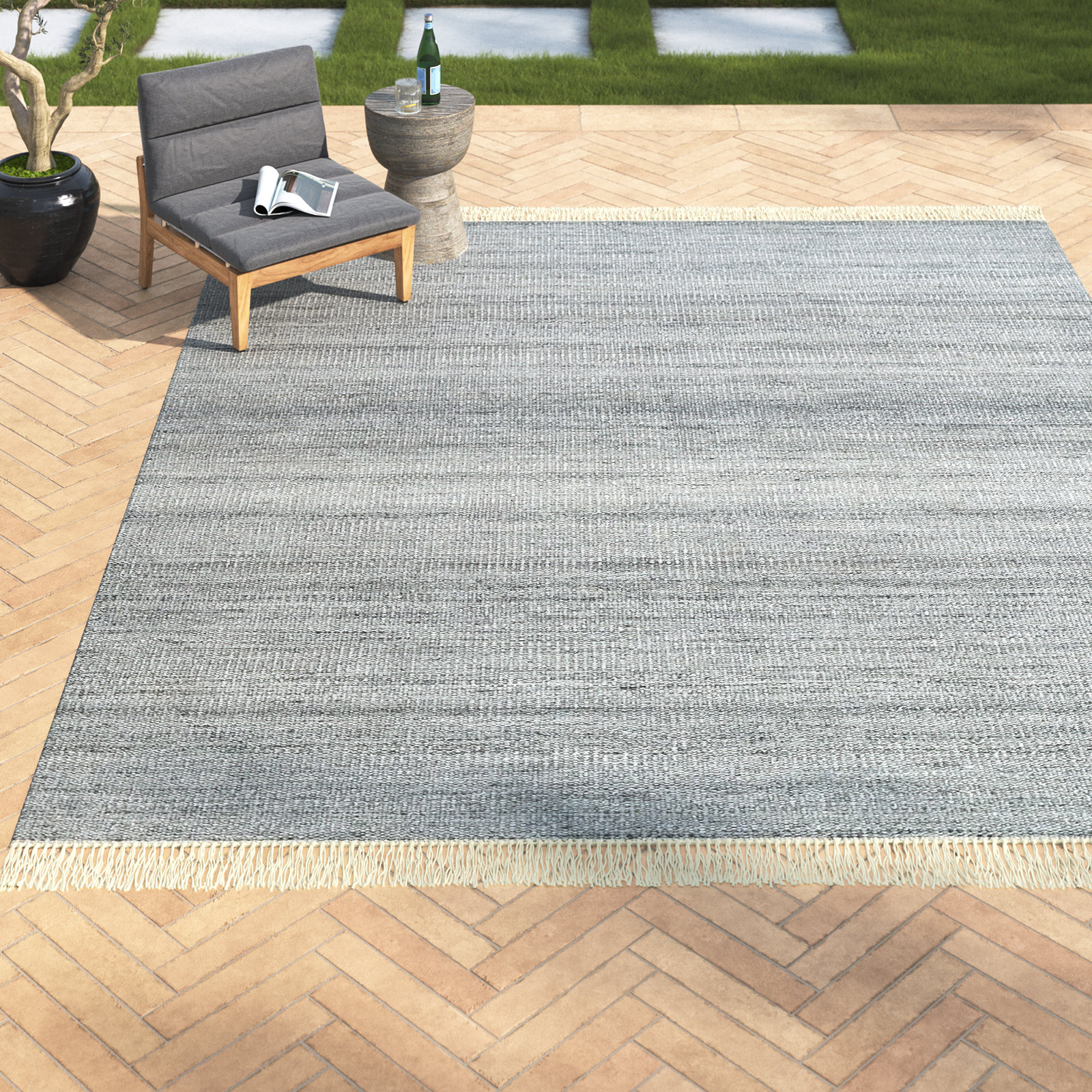 Cassandra Hand-Woven Indoor/Outdoor Area Rug, Rectangle 10' x 14'
