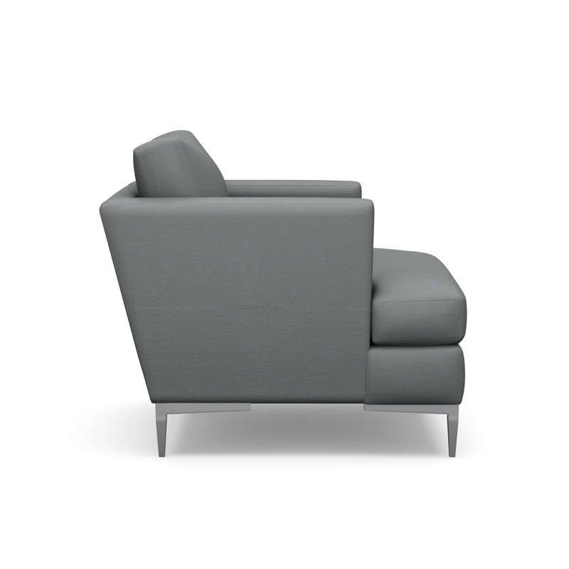 Aiden Accent Chair, Linden Delft, Polished Stainless