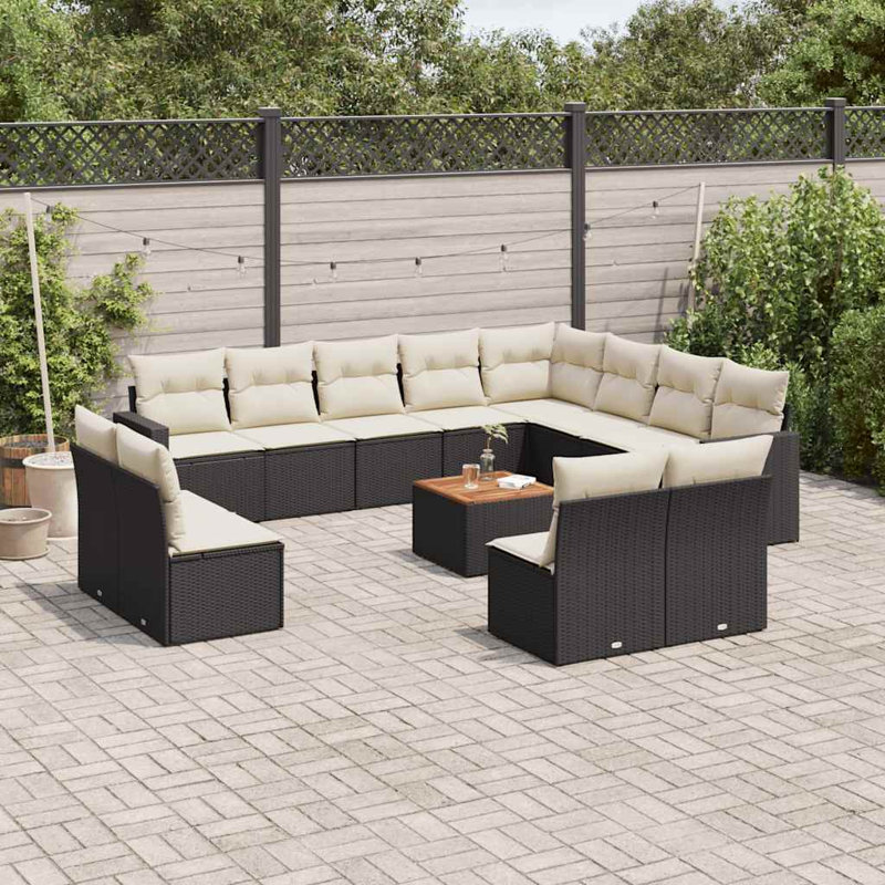 Ensemble de canapé de jardin Vidaxl noir et crème