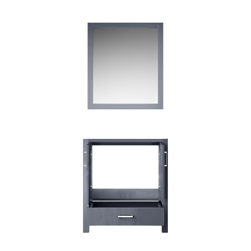 Meuble-lavabo gris foncé 30 po Large, miroir de 22 po de profondeur, l 28 po x H 32 po, installation facile, tiroir et tablette ouverte pour l'installation de rangement,