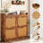 2 Pack Rattan Shoe Cabinet with 4 Flip Drawers, Adjustable Shelves, Freestanding Entryway Shoe Storage-1595176767