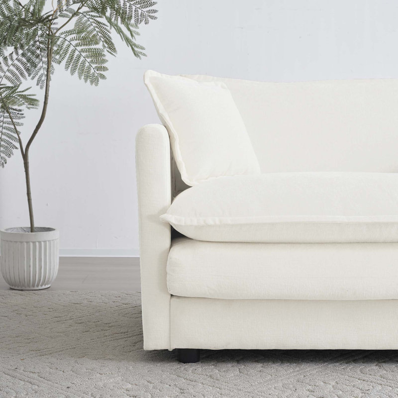Canapé 4 places en chenille confortable, Blanc