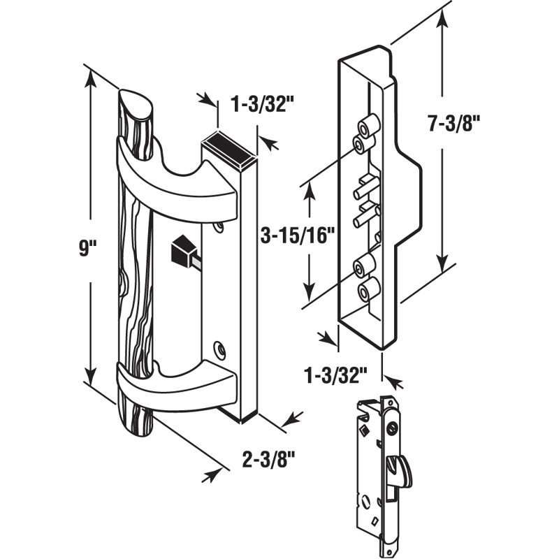 Poignée de porte coulissante moulée sous pression avec serrure à mortaise Prime-Line