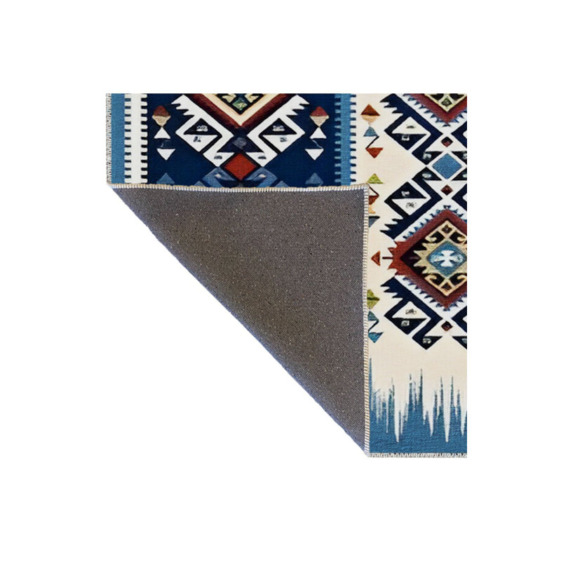 Tapis bleu lavable à rayures bleu, Sous-tapis rectangulaire 2 pi 4 po x 3 pi 11 po