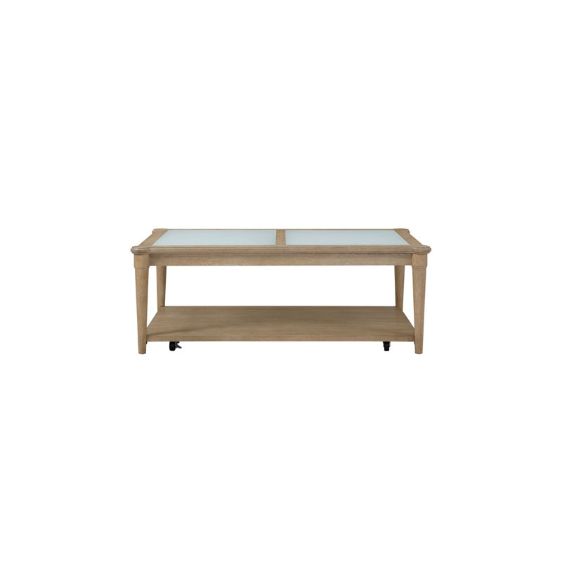 Table basse en verre givré avec roulettes