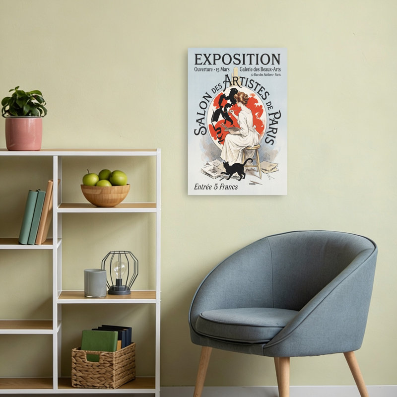 «Parisian Artist And Cat Classic Elegant Retro Cat», reproduction d'art murale, H 24 po x l 16 po
