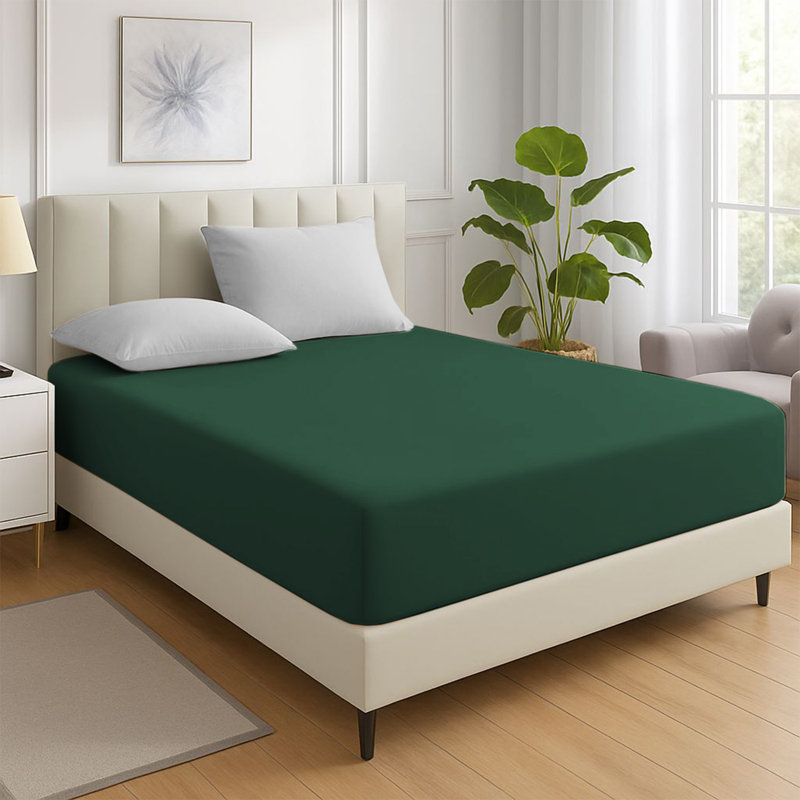 200 Thread Count Microfiber Deep Fitted Bed Sheet – 25cm Pocket, Super King (6'), Emerald
